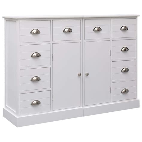 Sideboard with 10 Drawers White 113x30x79 cm Wood-284175 | in Victoria ...