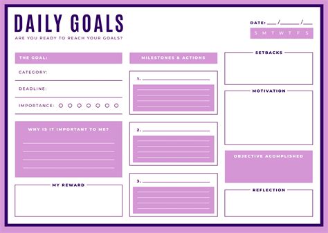 Printable Goals Template