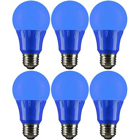 Sunlite 22-Watt Equivalent A19 LED Blue Light Bulbs Medium E26 Base in Blue (6-Pack)-HD02217-6 ...