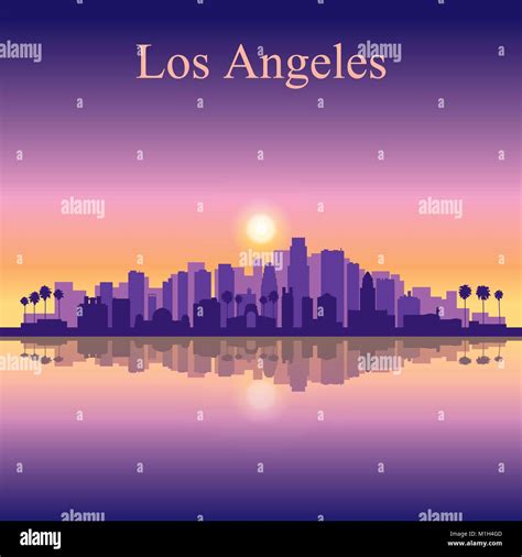 Los Angeles city skyline silhouette background, vector illustration ...