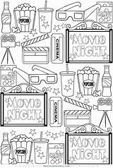 Free Movie Night Coloring Page  Daily sketch template