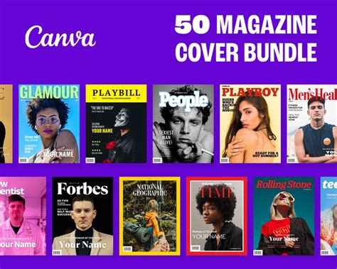 PACK OF 50 Canva Magazine Cover Template BUNDLE: Fashion - Etsy