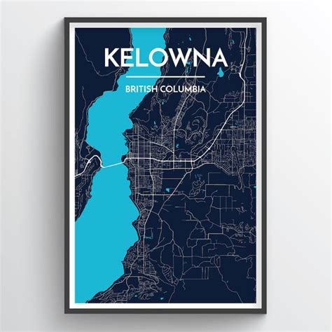 Kelowna City Map City Map Art Prints - High Quality Custom Made Art - Point Two Design