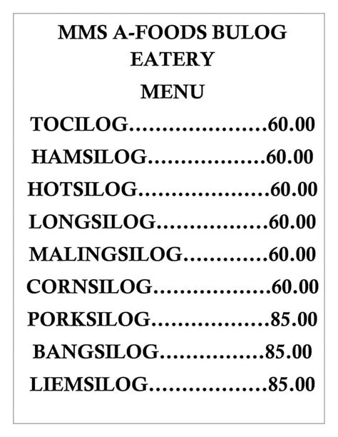 Our menu for the day: NILAGANG... - A-Foods Bulog Eatery