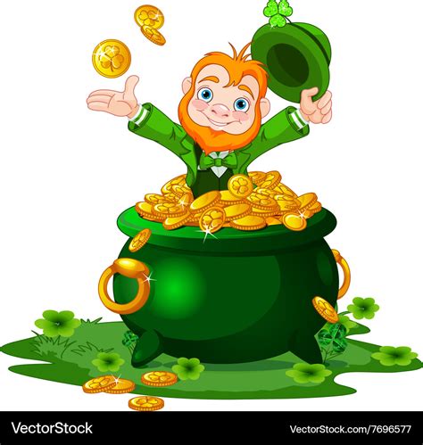 Leprechaun and pot gold Royalty Free Vector Image