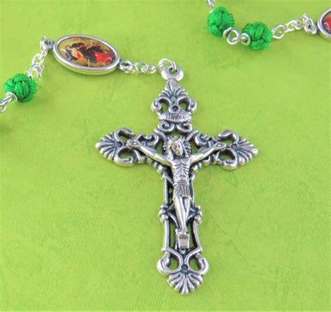 Mary Undoer of Knots Rosary -Polyester 6mm Green Knot Beads -Italian ...