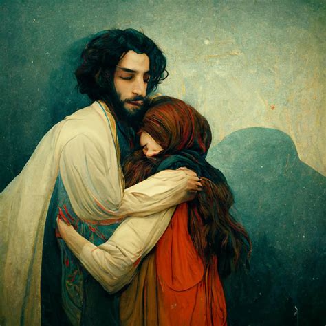 Jesus Hugging Mary Magdalene by Midjourney by ekedolphin on DeviantArt