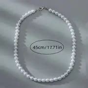 Vintage Simple Faux Pearl Beaded Necklace Men Women - Temu Philippines