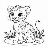 Premium Vector  Cute cheetah coloring Page For Kids sketch template