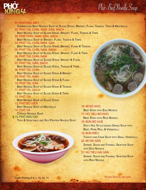 Our Current Menu of Pho King 4 | Davis Family Restaurant