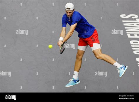 Czech tennis players Jakub Mensik (pictured), Adam Pavlasek in action ...