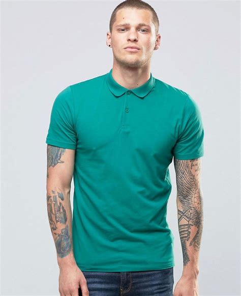 New Look Muscle Fit Polo Shirt In Green | Polo t shirt design, Polo t ...