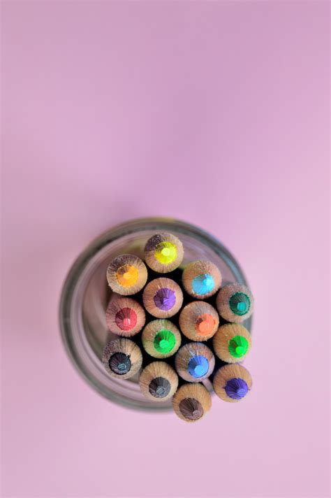 Free Images : writing, pencil, creative, sharp, wood, round, glass, colourful, color, paint ...