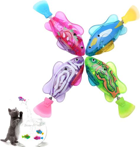 Cat Fish Toy, Legendog 4PCS Cat Toy LED Water Activated Swimming Fish ...