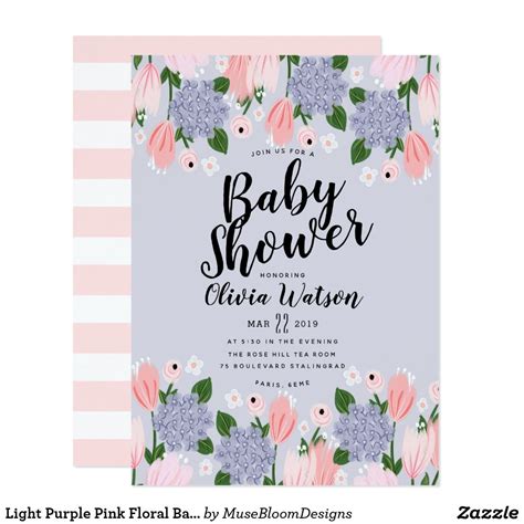 Light Purple Pink Floral Baby Shower Invitation | Zazzle.com | Floral ...