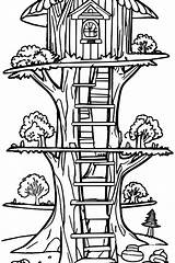 Cute Treehouse Coloring Page · Creative Fabrica sketch template