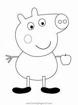 Peppa Pig George Eating Coloring Page For Kids  Free sketch template