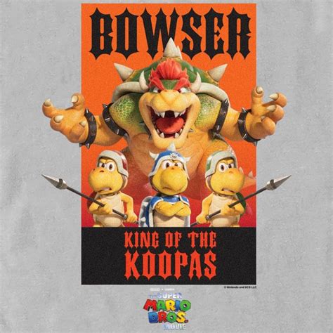 Men's The Super Mario Bros. Movie Bowser King of the Koopas Poster T-Shirt - Silver - Small in ...