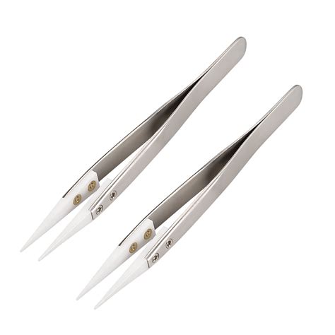 Precision Ceramic Tweezers Non-Conductive Heat Resistant Anti-Static Straight Pointed Tweezer ...