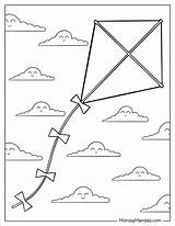 Kite Coloring Pages Drawing Kids Clipart White Printable Cliparts Clip  sketch template