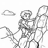 Download Educational Coloring Page Boy Climbing A Mountain  sketch template