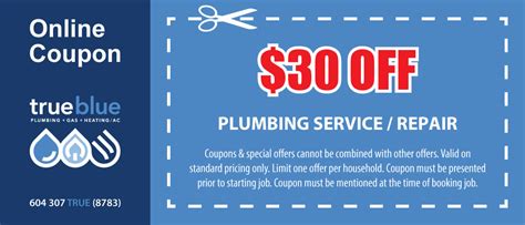 Coupon Discounts for Plumbing, Gas, Heating, AC Service Repairs in Vancouver – True Blue Plumbing