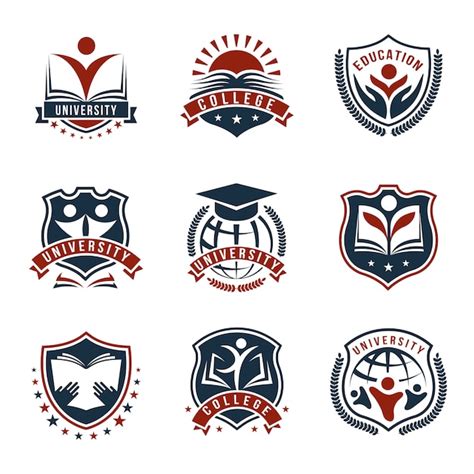 Free Vector | Colorful University Logos Isolated Set