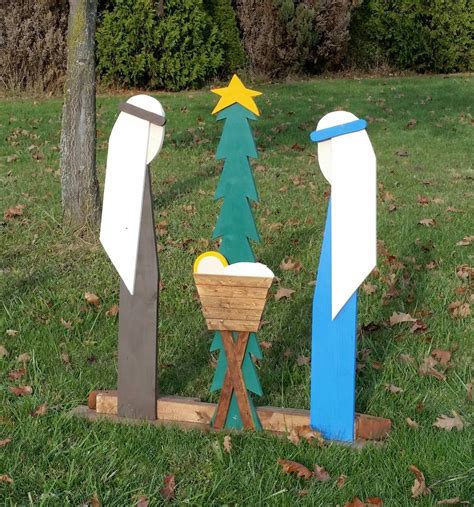 Decoraciones navideñas al aire libre Nativity Set Outdoor Conjunto de Natividad de Madera ...