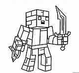 Minecraft Coloring Pages Diamond Steve sketch template