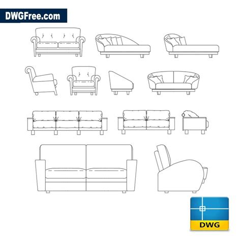 Sofas views DWG AutoCad