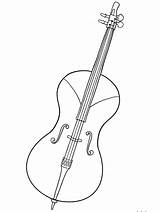 Bass Cello Coloring Double Instruments Instrument String Musical Pages  sketch template