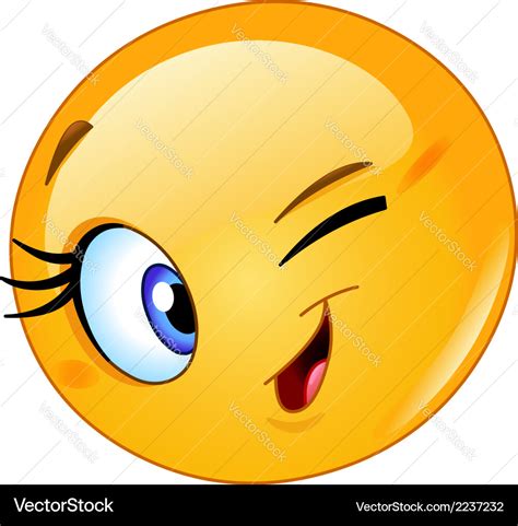 Female emoticon winking Royalty Free Vector Image