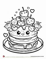 Kawaii Cute Pancakes Coloring Page To Print  Robin Colors sketch template