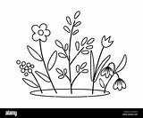 Vector Spring Black And White flower bed Icon First Blooming Plants  sketch template