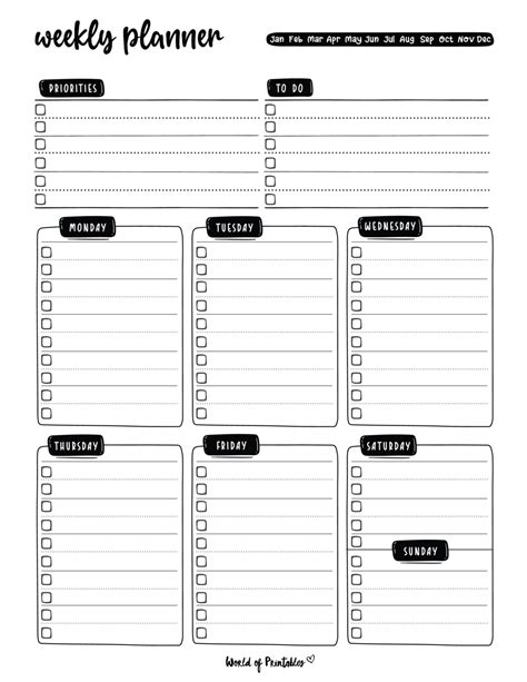 Weekly Planner Templates - World of Printables