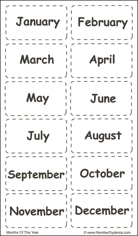 Months Of The Year Printable Chart