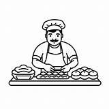 Baker In The Kitchen Coloring Page  sketch template