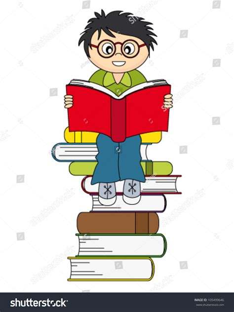 Boy Reading Book Drawing Isolated White: เวกเตอร์สต็อก (ปลอดค่าลิขสิทธิ์) 105499646 | Shutterstock