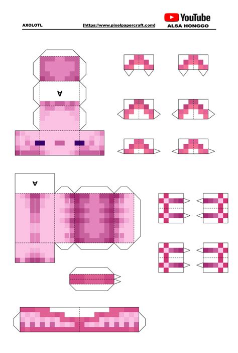 Papercraft Axolotl | Papercraft minecraft skin, Diy minecraft, Minecraft templates