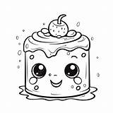 Cakes Coloring Pages Kawaii Fruit Fudge Cake Outline Sketch Drawing  sketch template