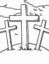 Calvary Crucifixion Crosses Template Sketch Coloring Page sketch template
