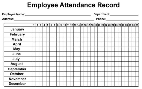 Free Printable Employee Attendance Calendars - Riset