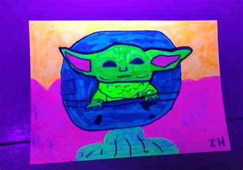 DRAWING BLACKLIGHT GROGU Star Wars The Mandalorian Funko Baby Yoda Child Pop Art $5.00 - PicClick