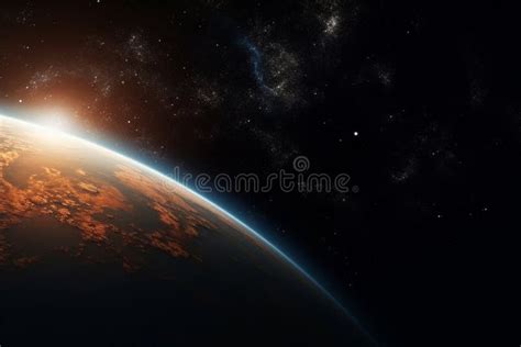 View of the Planet Earth from Space during a Sunrise. Stock ...