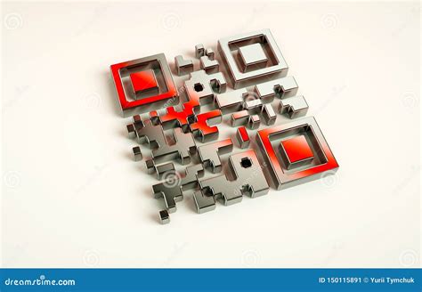 Metal QR Code with Scanning Red Line - 3d Render, 3d Illustration Stock Illustration ...