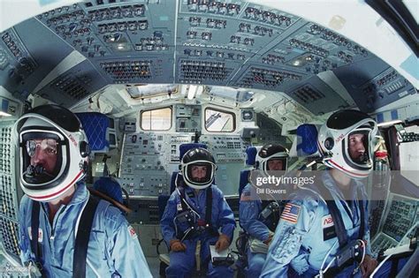 Four of the astronauts selected for the Space Shuttle Challenger ...