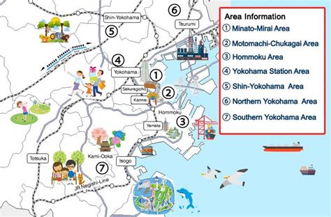 Yokohama tourist map - Yokohama sightseeing-Karte (Kanagawa - Japan)