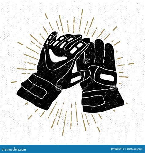 Hand Drawn Icon with a Textured Working Gloves Vector Illustration ...