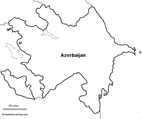 Outline Map of Azerbaijan - EnchantedLearning.com