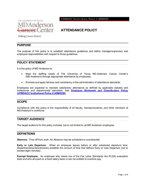 Attendance Policy - 15+ Examples, Format, Pdf